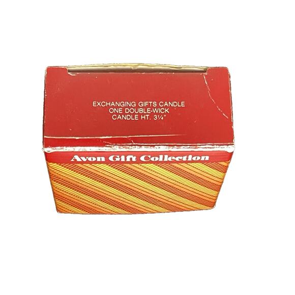 Vintage Avon Exchanging Gifts Candle 3.25" Santa & Mrs Claus w/ Box Double-Wick - Picture 7 of 8